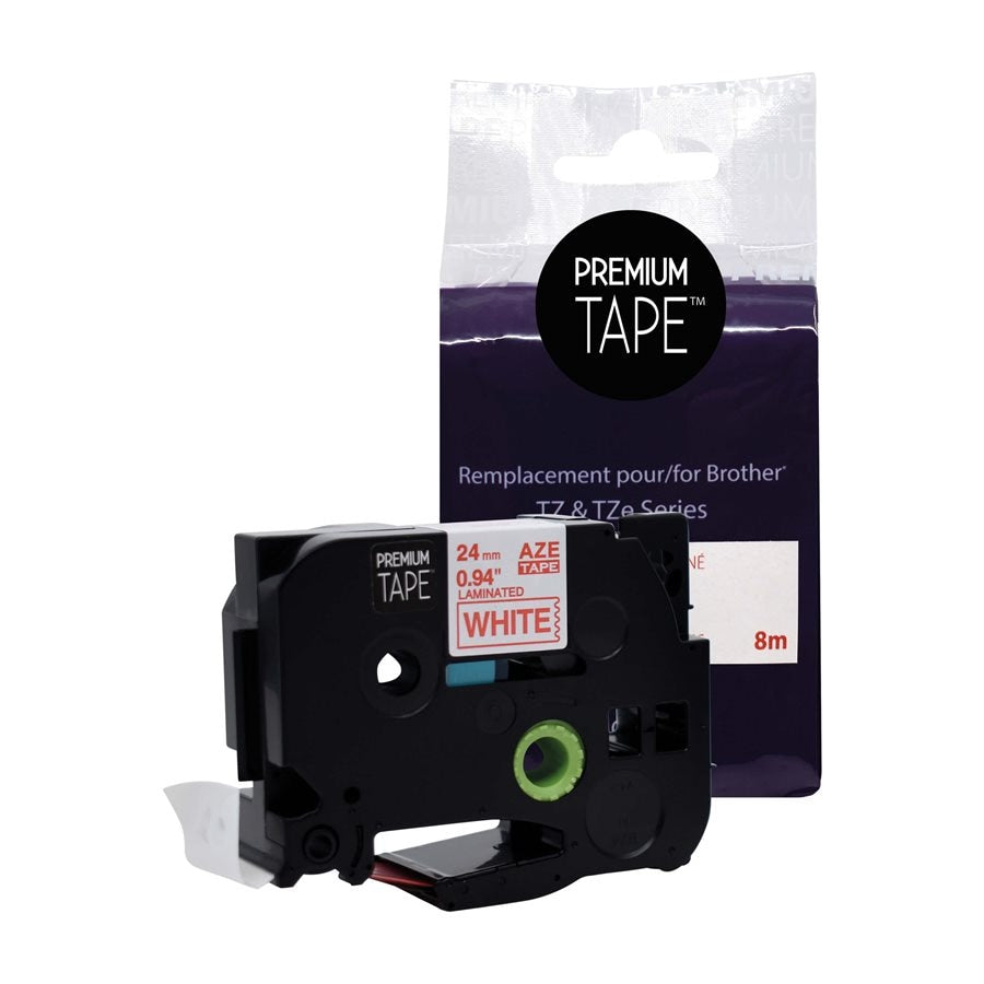 Brother TZe252 Red/White 24mm New Compatible Tape-Premium Tape