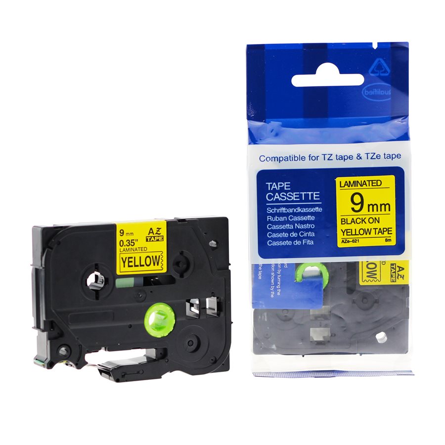 Brother TZ-621 Black/Yellow 9mm New Compatible Tape-Premium Tape