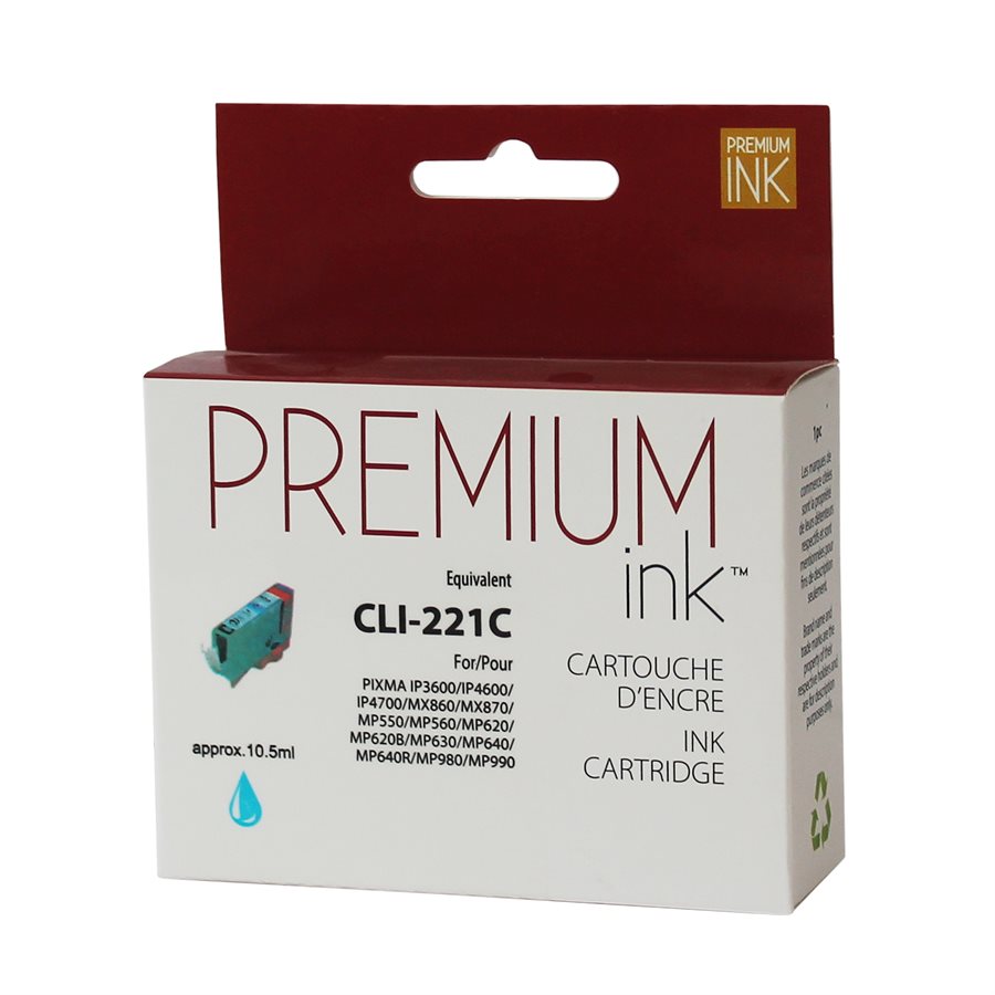 Canon CLI-221 New Compatible Ink Cartridge Cyan-Premium Ink
