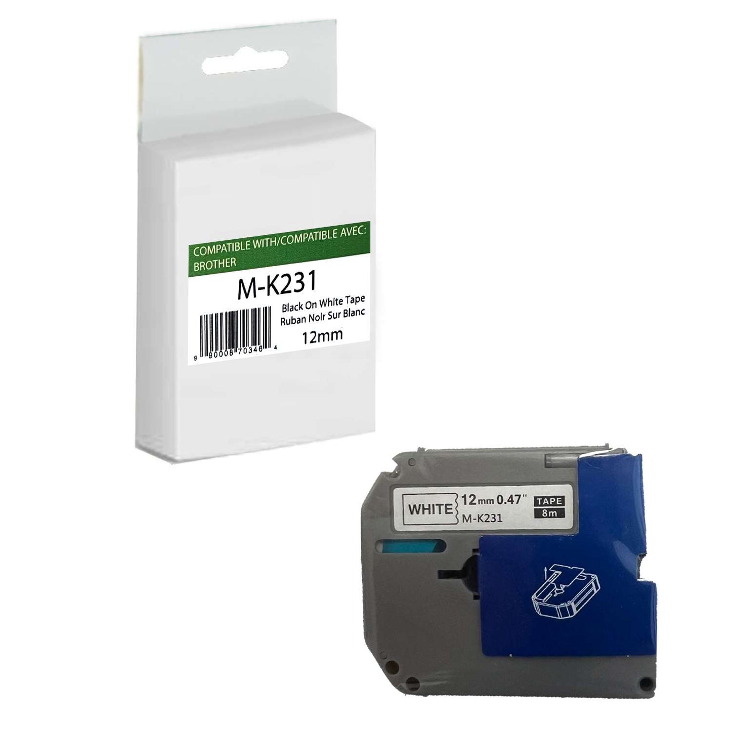 Brother M-K231 Compatible 12mm Tape - Black on White - Fuzion