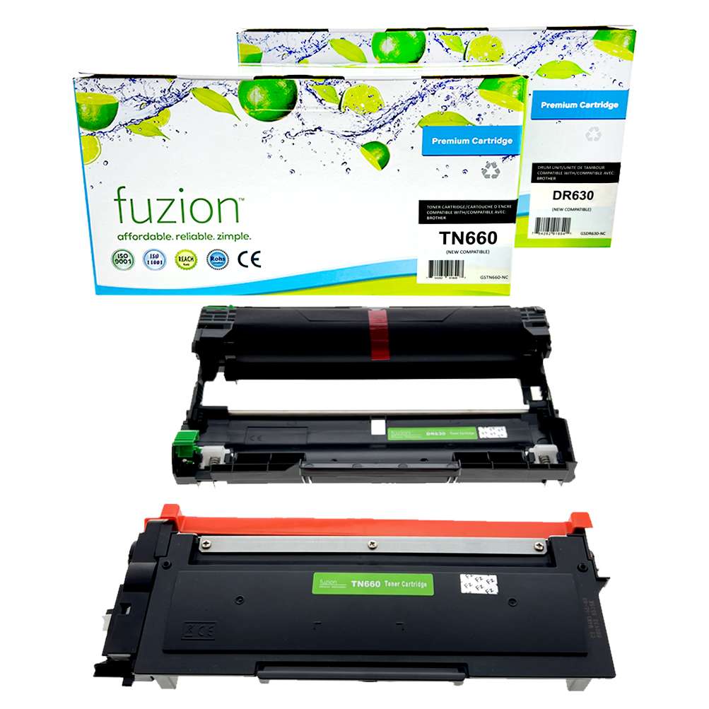 Brother TN660 / DR630 Compatible Toner Cartridge & Drum Combo - Fuzion