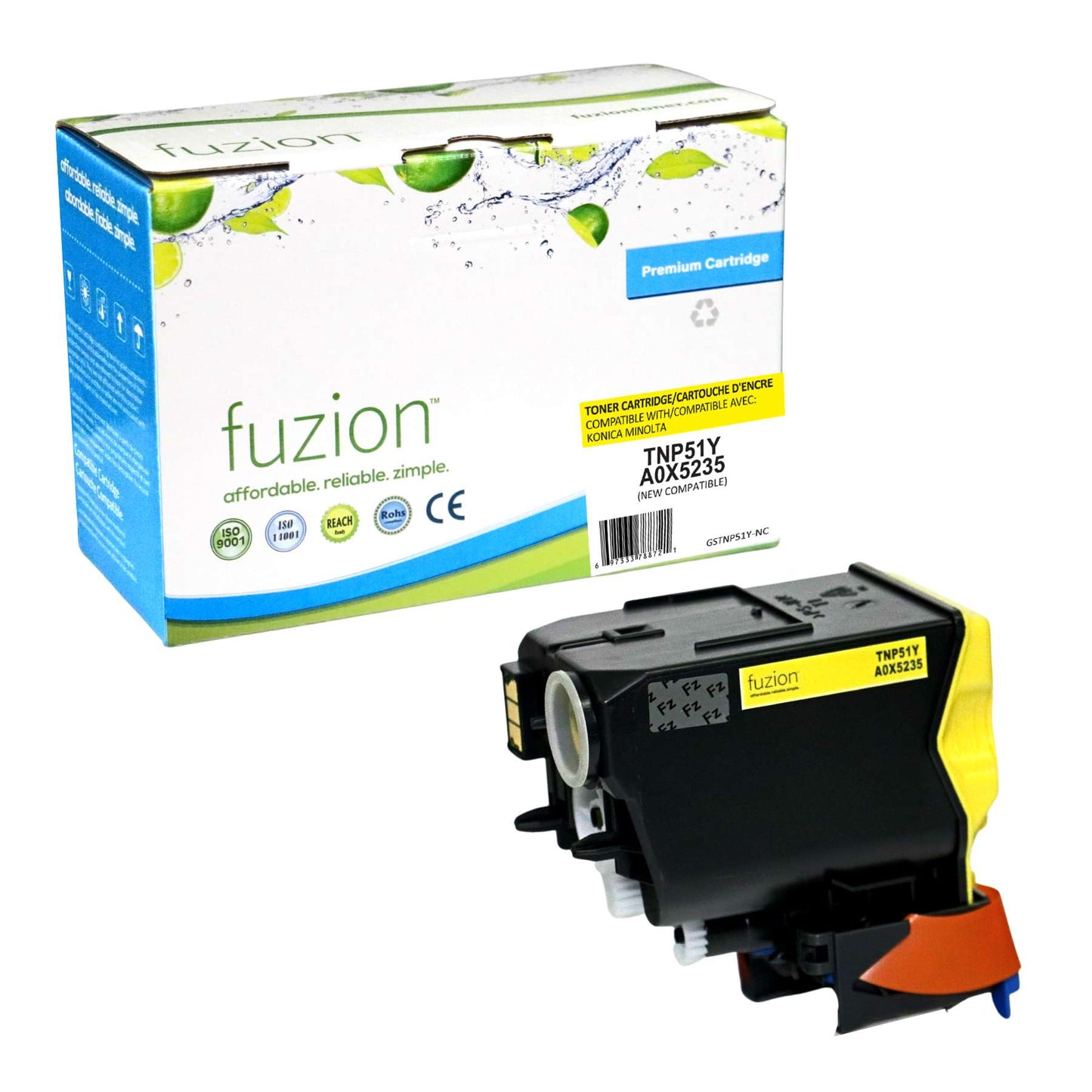 Konica MinoltaTNP51Y Compatible Toner Cartridge - Yellow - Fuzion