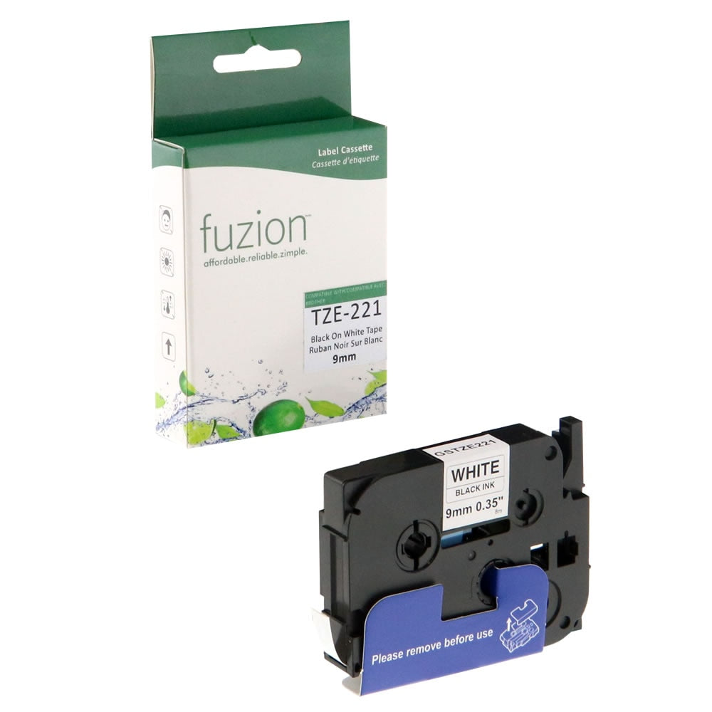 Brother TZE-221 9mm Tape - Black on White - Fuzion