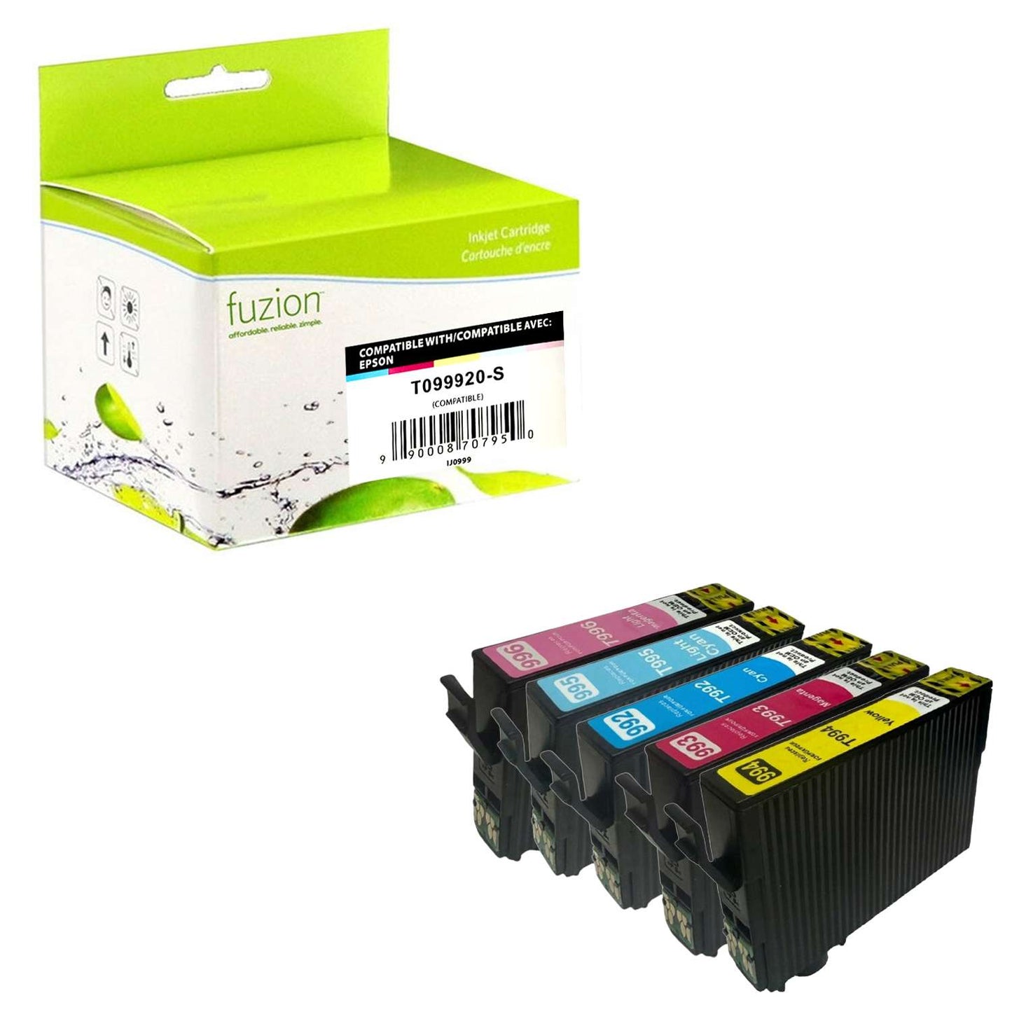 Epson T099920-S Compatible Inket Combo - Cyan, Light Cyan, Magenta, Light Magenta, Yellow - by Fuzion