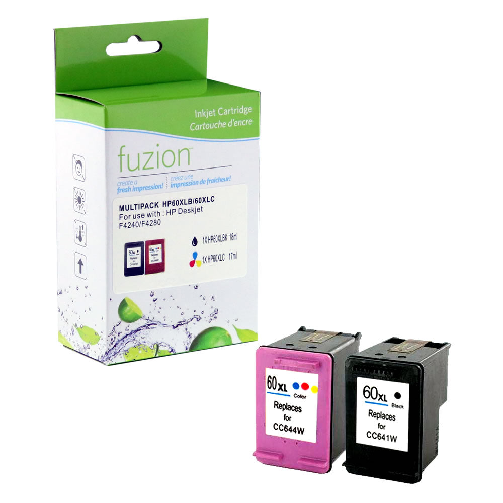 HP 60XL Remanufactured Ink Cartridge Set - Black/CMY - Fuzion