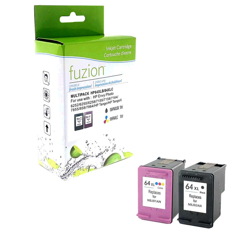 HP 64XL Remanufactured Ink Cartridge Set - Black/CMY - Fuzion
