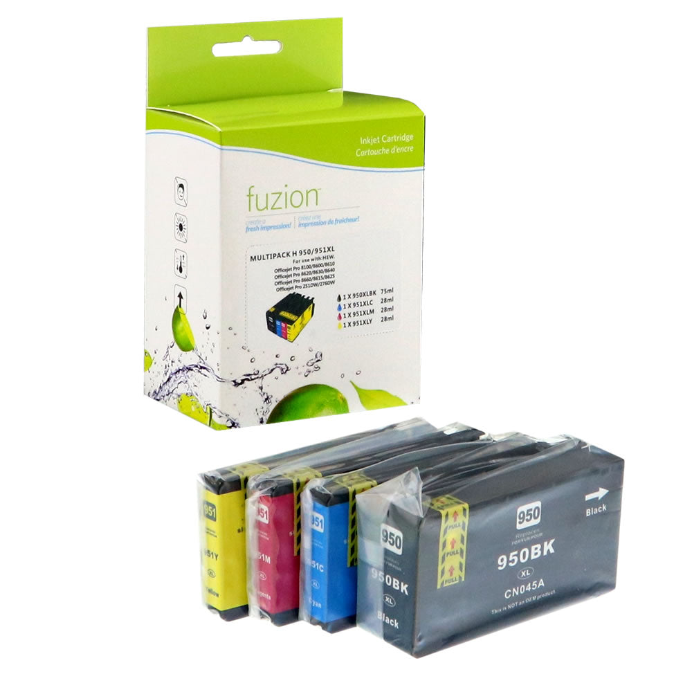 HP 950XL Compatible Ink Cartridge Set- XL C/K/M/Y - Fuzion