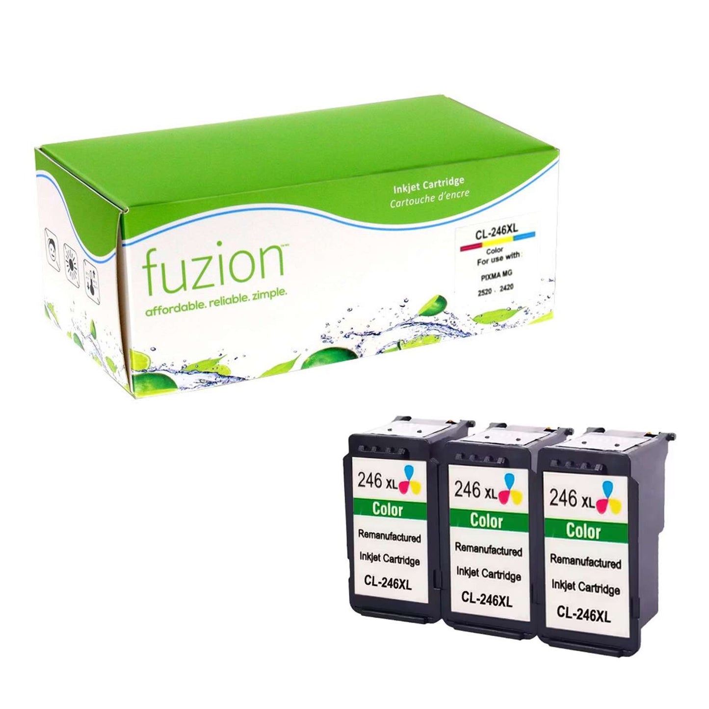 Canon CL246XL Remanufactured Infinite Ink Kit (3) - C/M/Y - Fuzion