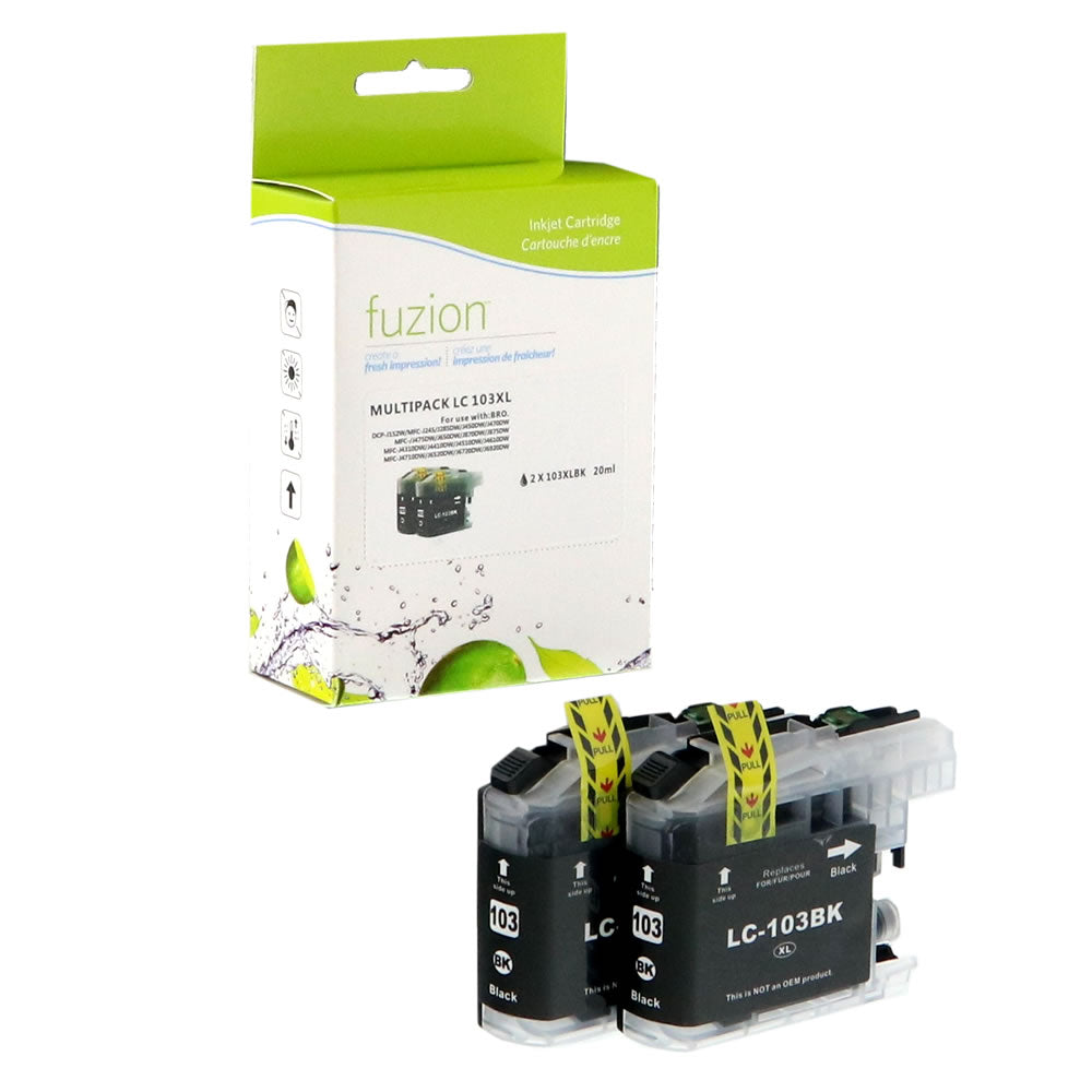 Brother LC1032 Compatibles - 2/Black Ink Cartridges - Fuzion