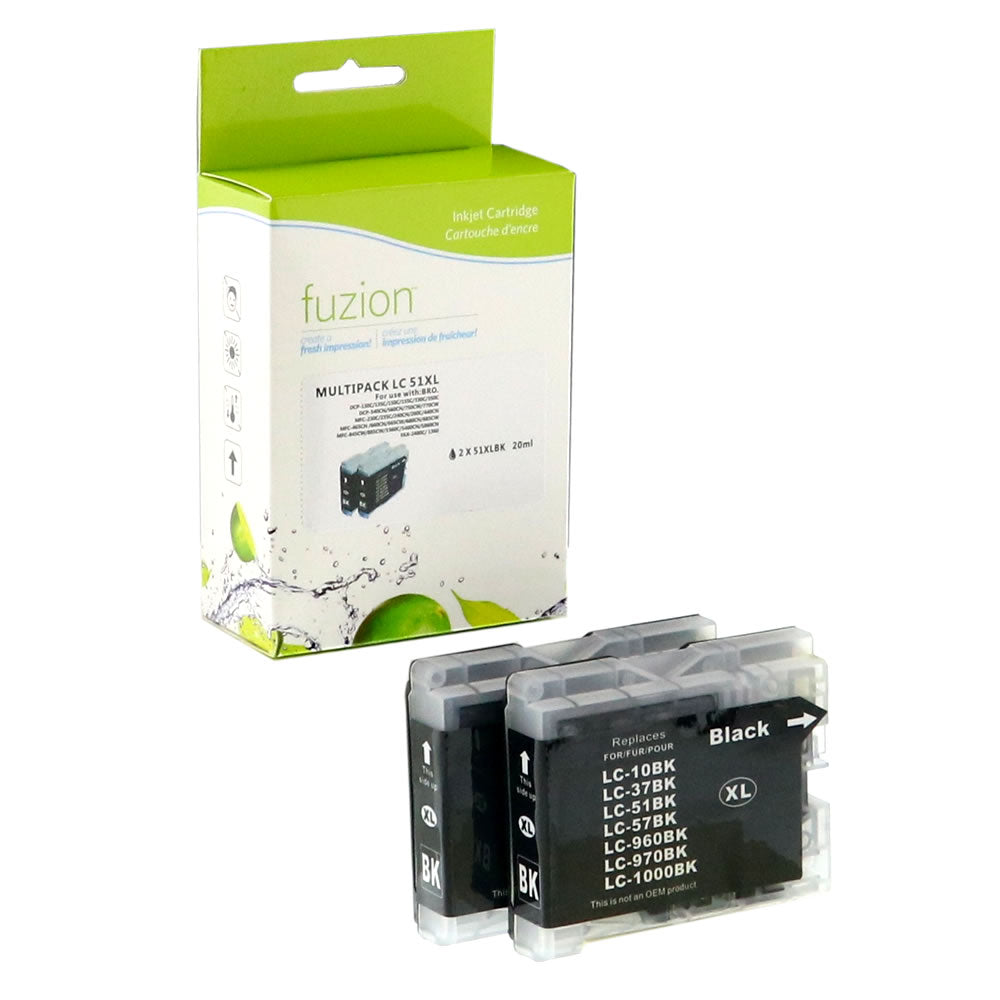 Brother LC512PKS Compatibles - 2/Black Ink Cartridge - Fuzion