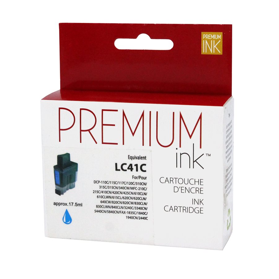 Brother LC41 New Compatible Ink Cartridge Cyan-Premium Ink
