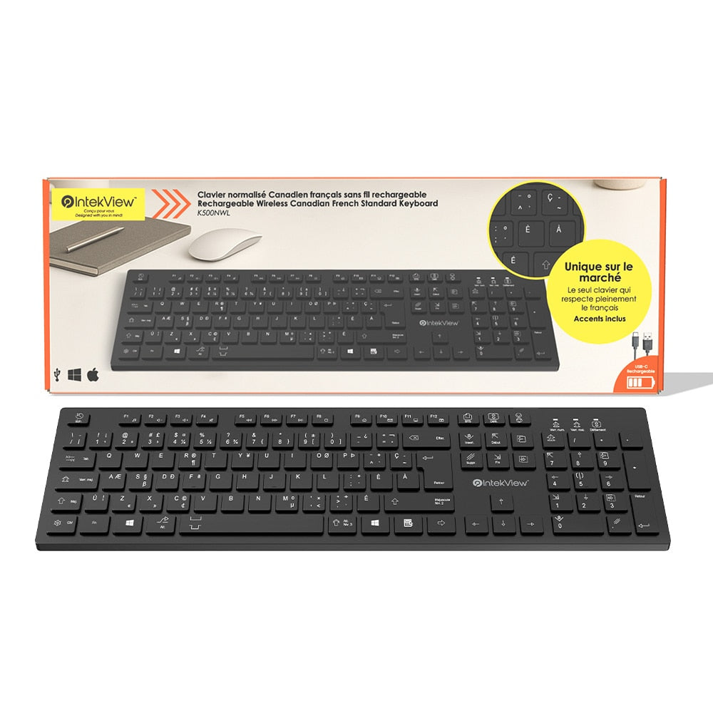 Ergonomic New Compatible Wireless Standard French Canadian Keyboard-Intekview