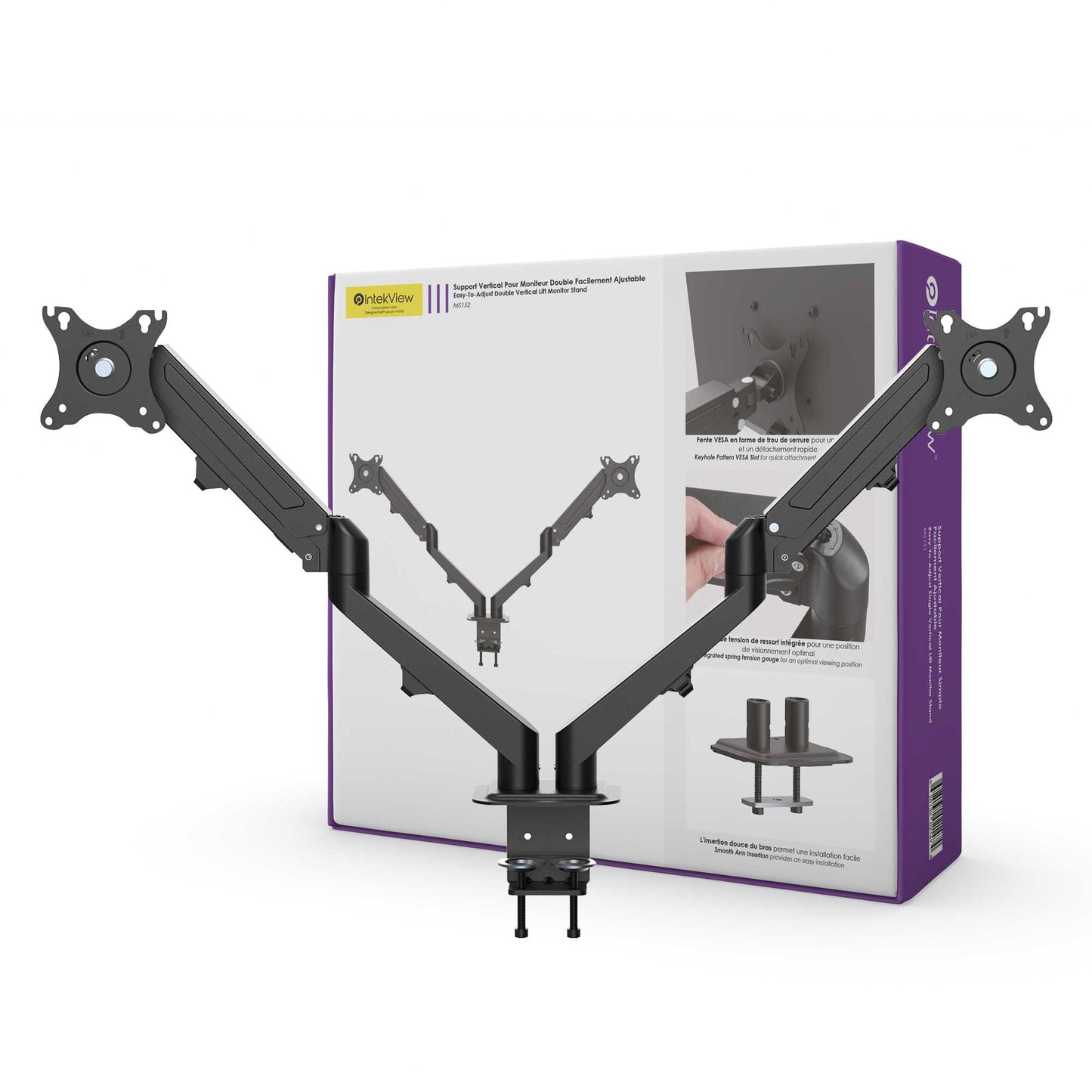 Ergonomic New Compatible Dual Monitor Mount with Gas Spring-Intekview