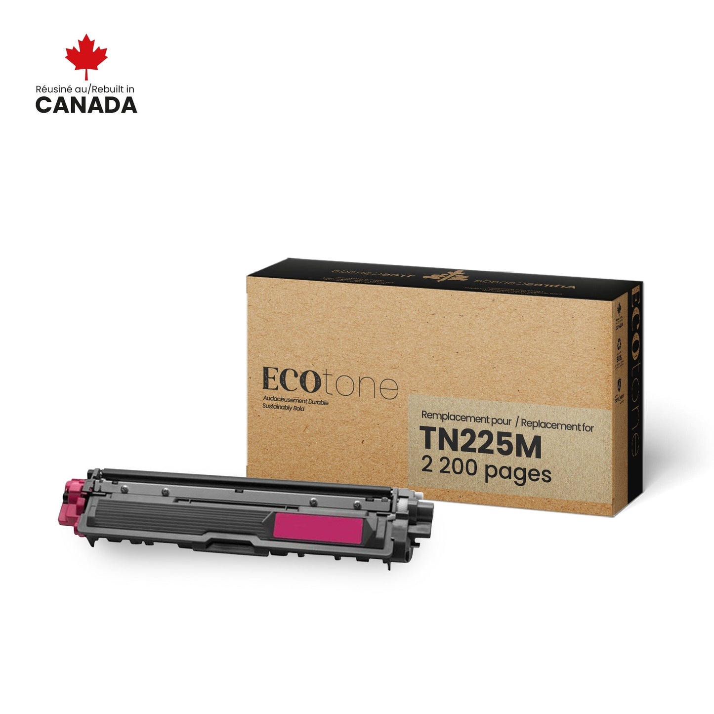 Brother TN225M Toner Cartridge Remanufactured Magenta 2.2K-Ecotone