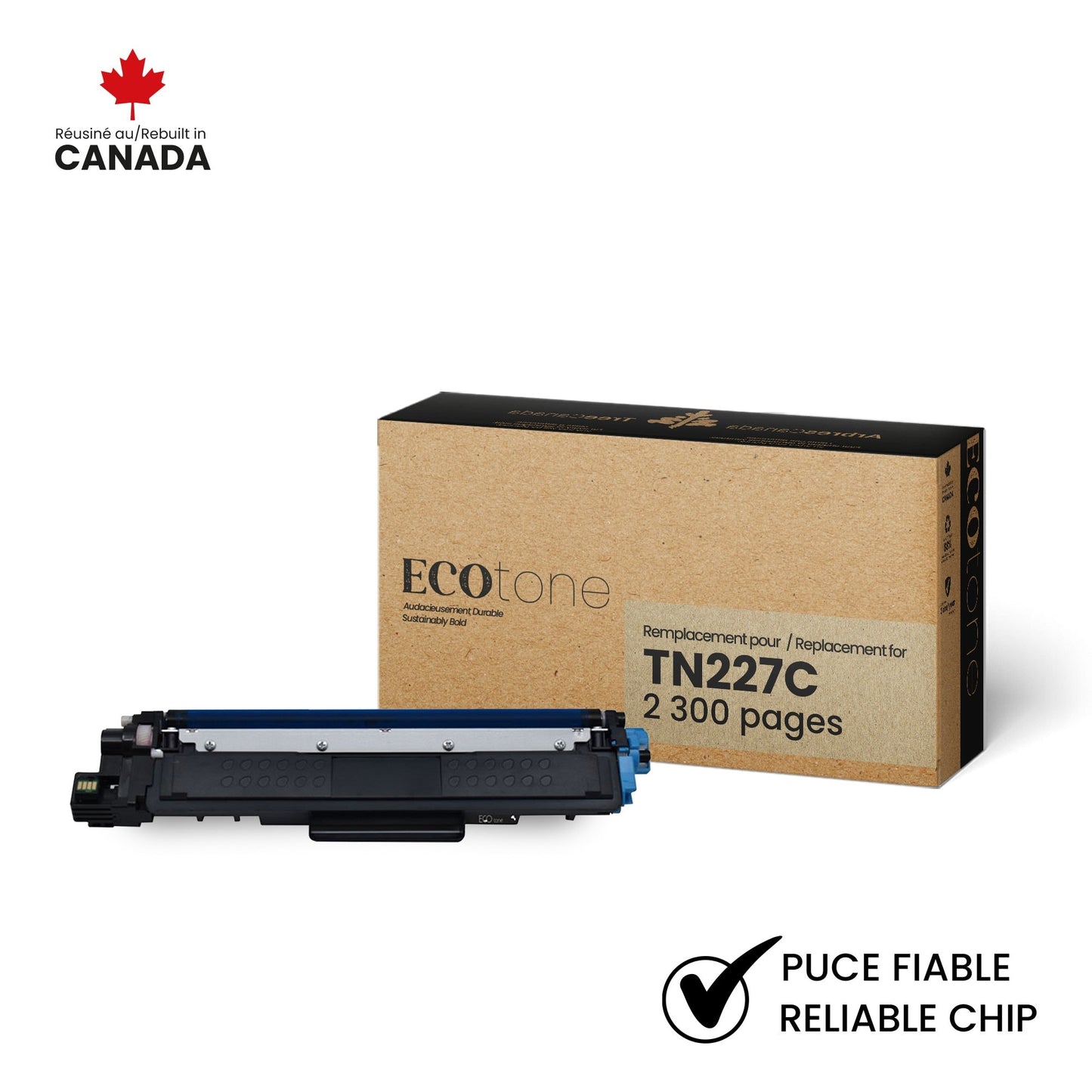 Brother TN227C Toner Cartridge Remanufactured Cyan 2.3K-Ecotone