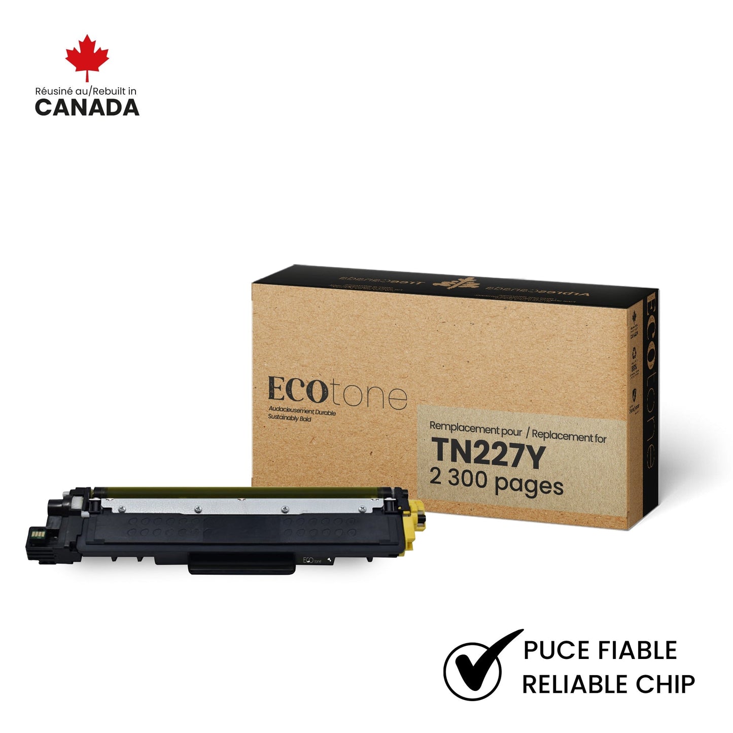 Brother TN227Y Toner Cartridge Remanufactured Yellow 2.3K-Ecotone