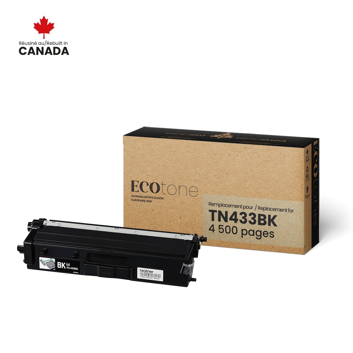Brother TN433BK Toner Cartridge Remanufactured Black 4.5K-Ecotone