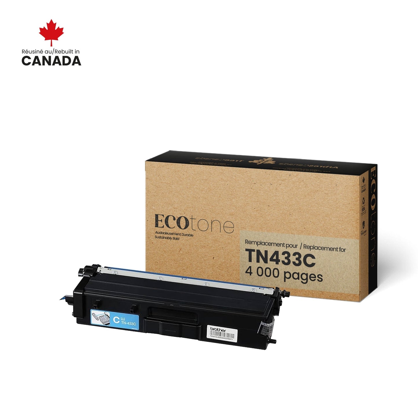 Brother TN433C Toner Cartridge Remanufactured Cyan 4K-Ecotone
