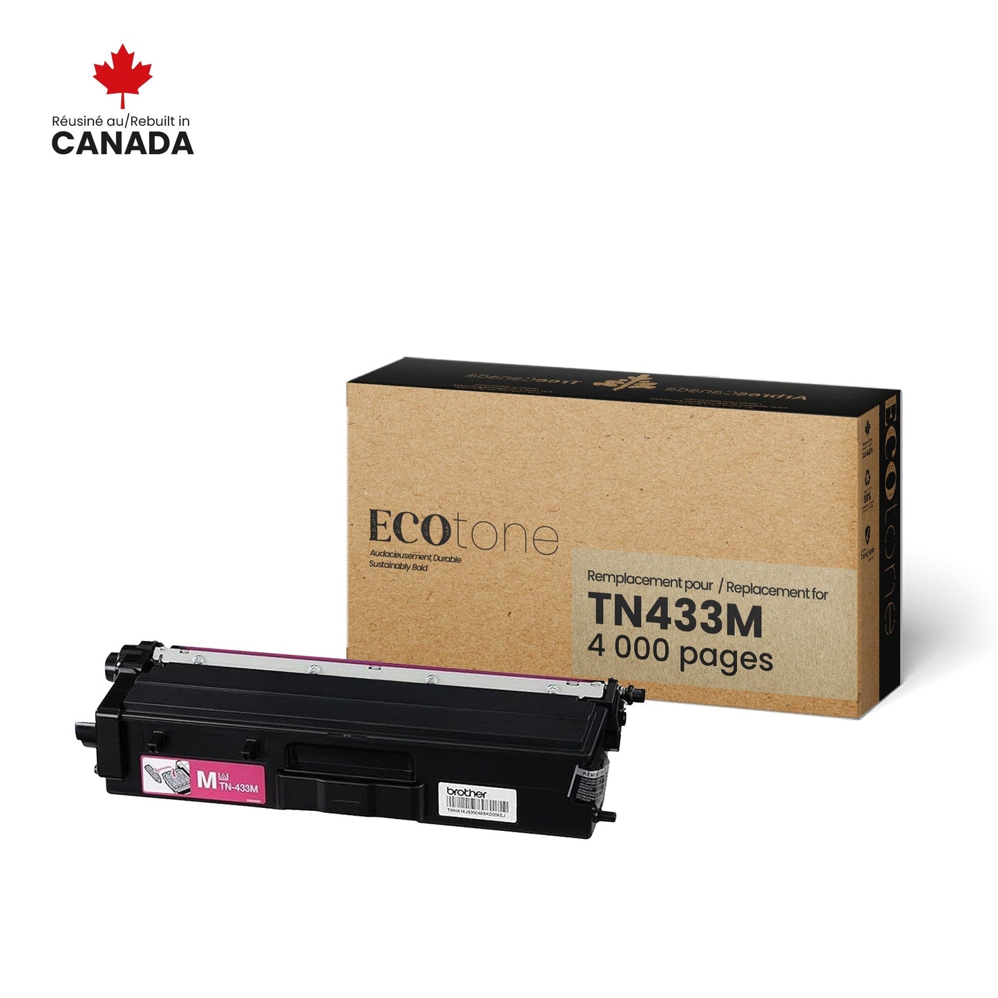 Brother TN433M Toner Cartridge Remanufactured Magenta 4K-Ecotone