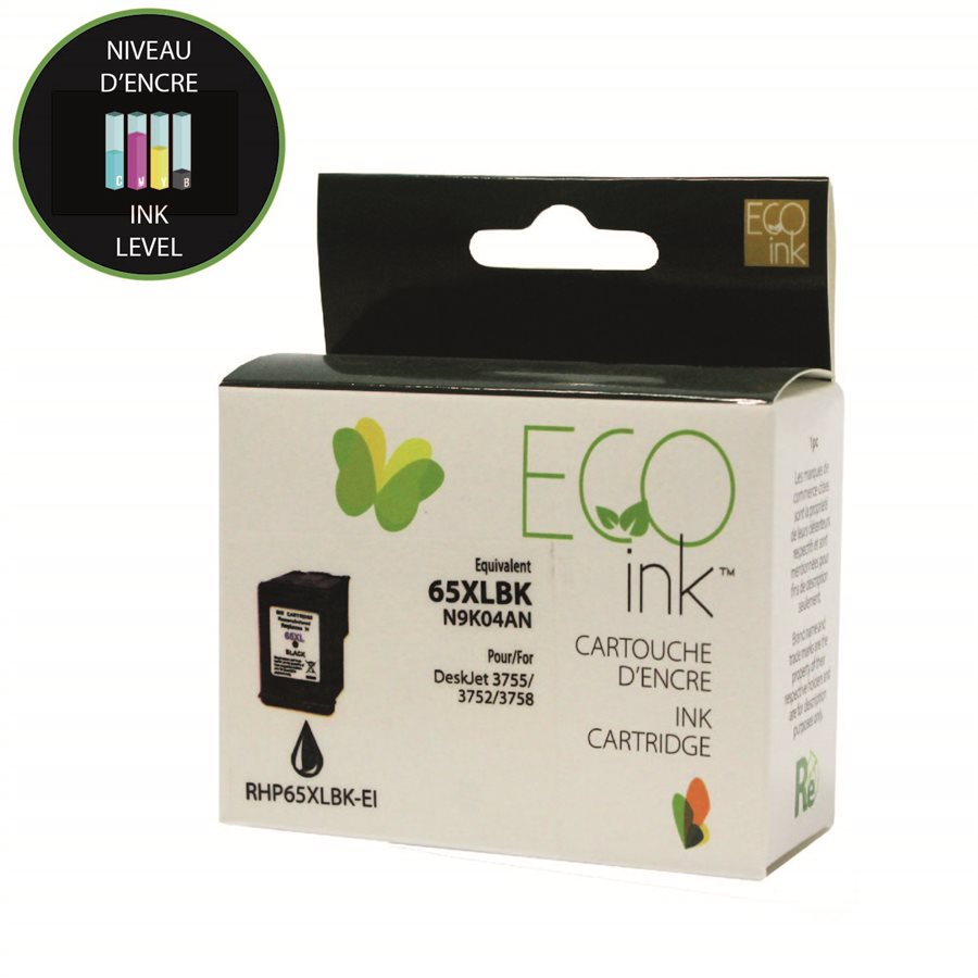 HP 65XL N9K04AN Remanufactured Ink Cartridge Black-EcoInk