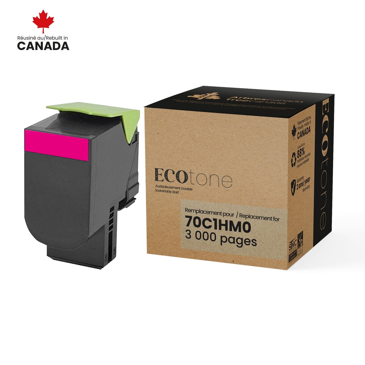 Lexmark 70C1HM0 Toner Cartridge Remanufactured Magenta 3K-Ecotone