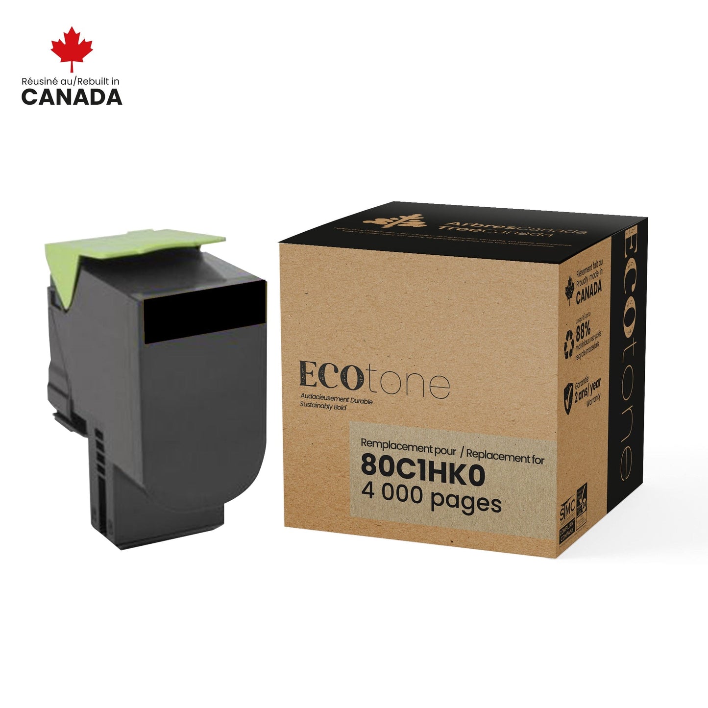 Lexmark 80C1HK0 Toner Cartridge Remanufactured Black 4K-Ecotone
