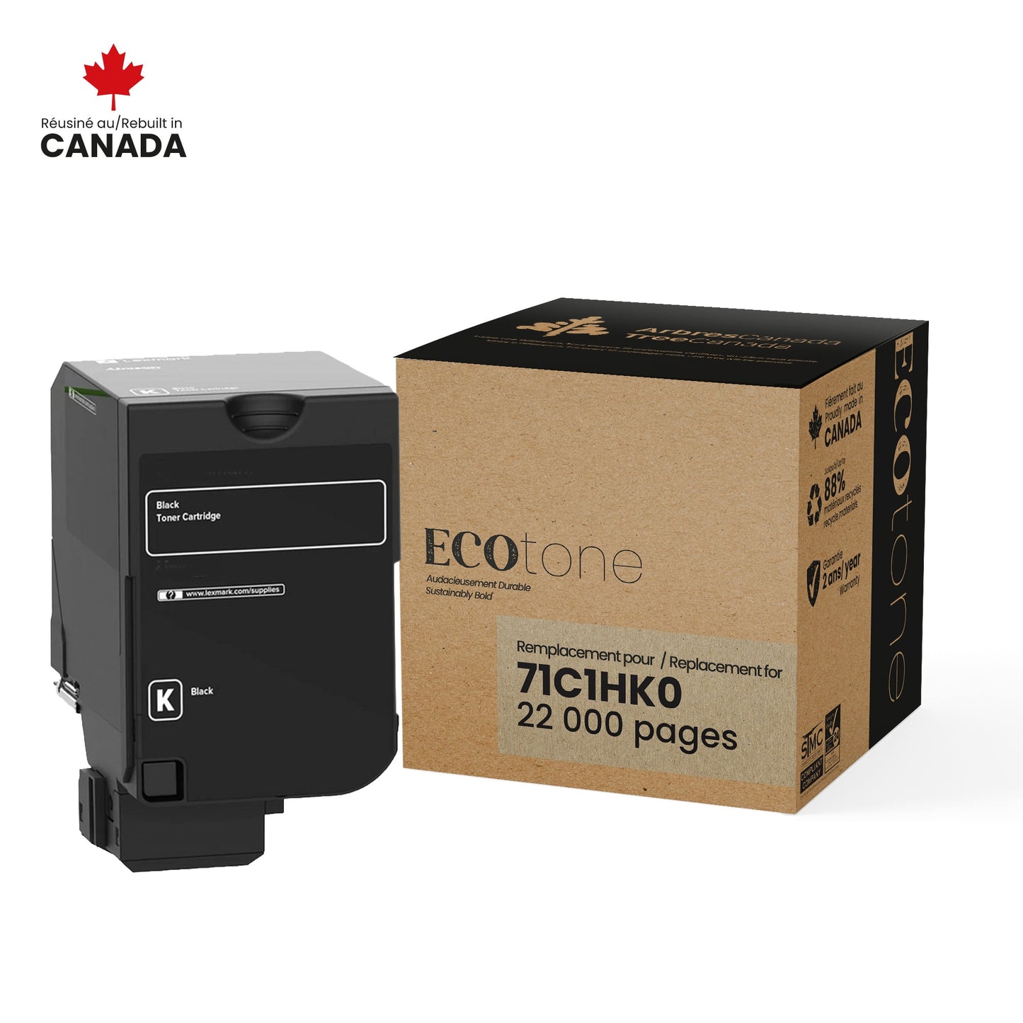 Lexmark 71C1HK0 Reman Ecotone Black 22K - by Ecotone