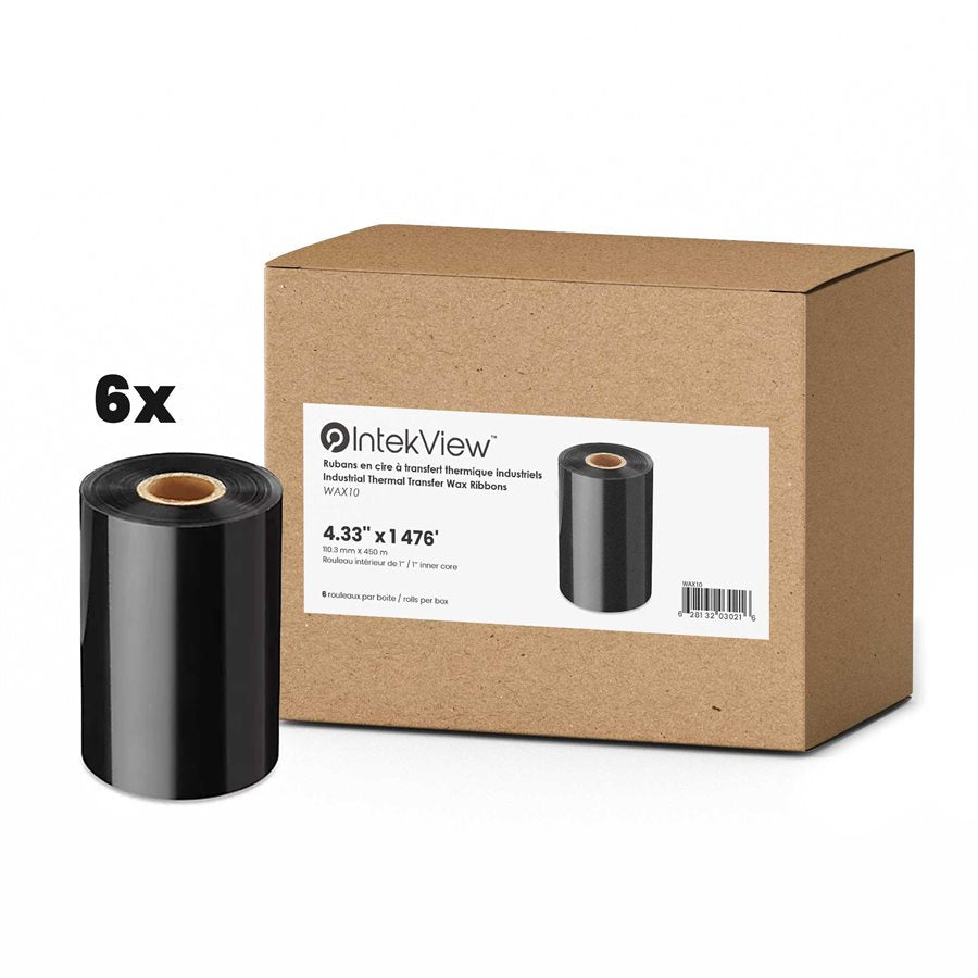 Ergonomic New Compatible Thermal Transfer Ribbon Wax 4.33" x 1476' Core 1'' bx/6-Intekview