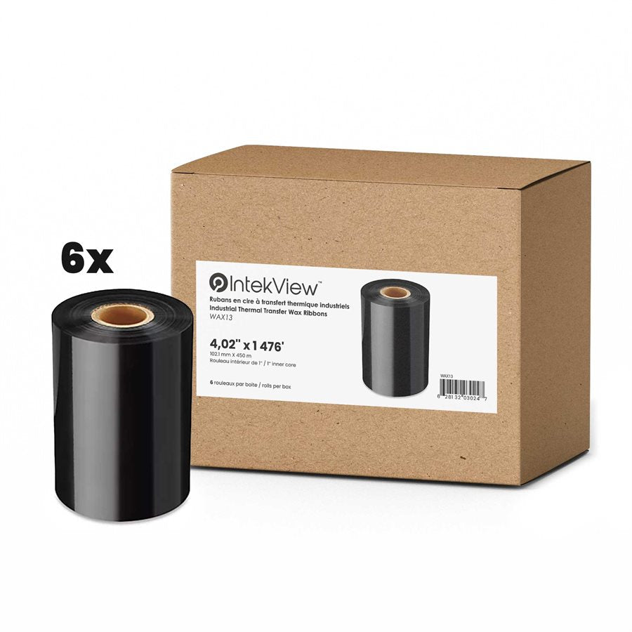 Ergonomic New Compatible Thermal Transfer Ribbon Wax 4.02" x 1476' Core 1'' bx/6-Intekview