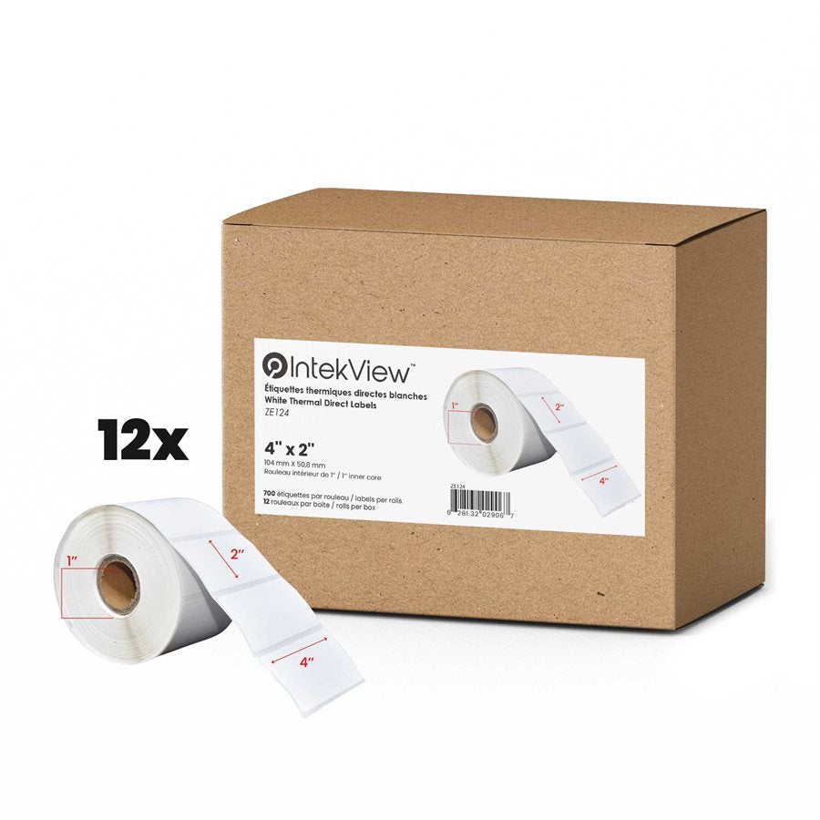 Ergonomic New Compatible 4x2 inch Thermal Transfer Labels 1 inch Core 700/rolls - 12/cs-Intekview