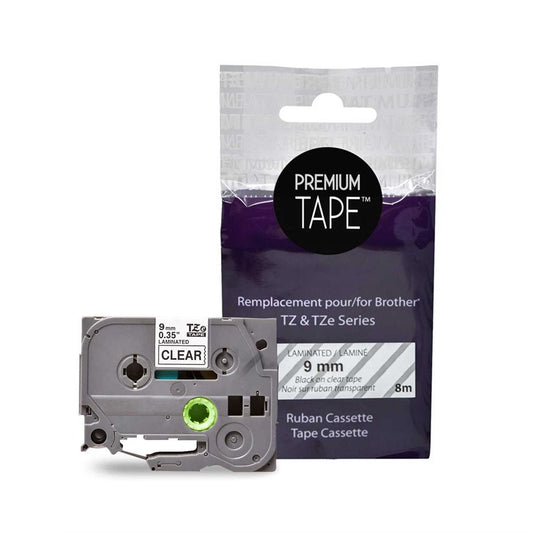 Brother TZ-121 Black/Clear 9mm New Compatible Tape-Premium Tape