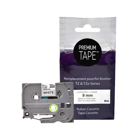 Brother TZ-221 Black/White 9mm New Compatible Tape-Premium Tape