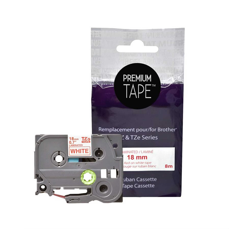 Brother TZe242 Red/White 18mm New Compatible Tape-Premium Tape