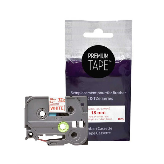 Brother TZe242 Red/White 18mm New Compatible Tape-Premium Tape