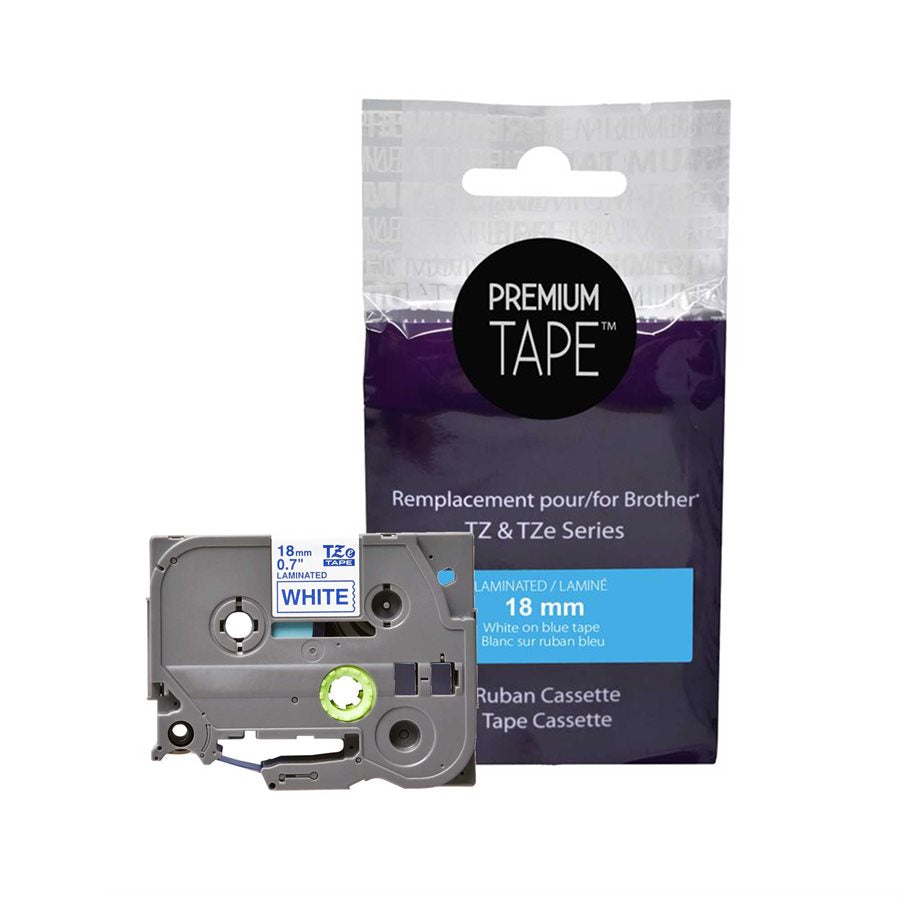 Brother TZe243 Blue/White 18mm New Compatible Tape-Premium Tape