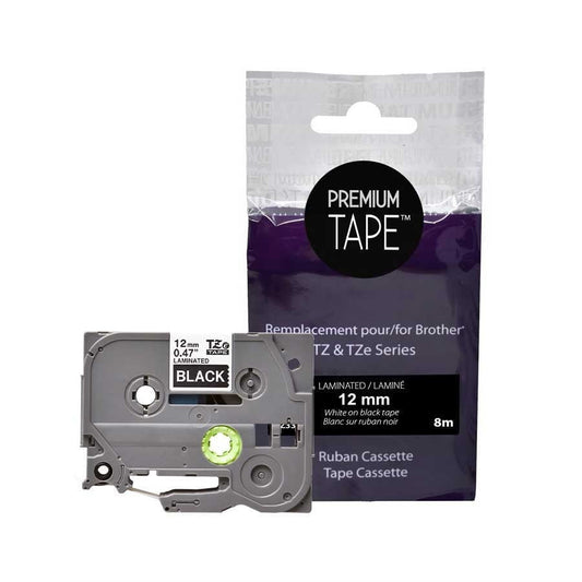 Brother TZ-335 White/Black 12mm New Compatible Tape-Premium Tape