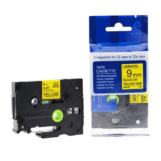 Brother TZ-621 Black/Yellow 9mm New Compatible Tape-Premium Tape
