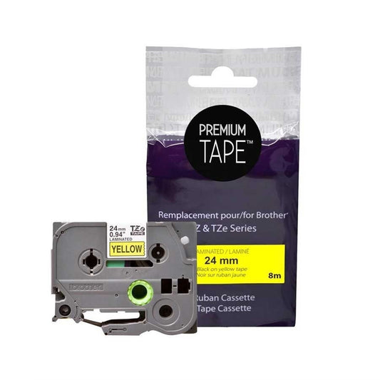 Brother TZ651 Black/Yellow 24mm New Compatible Tape-Premium Tape