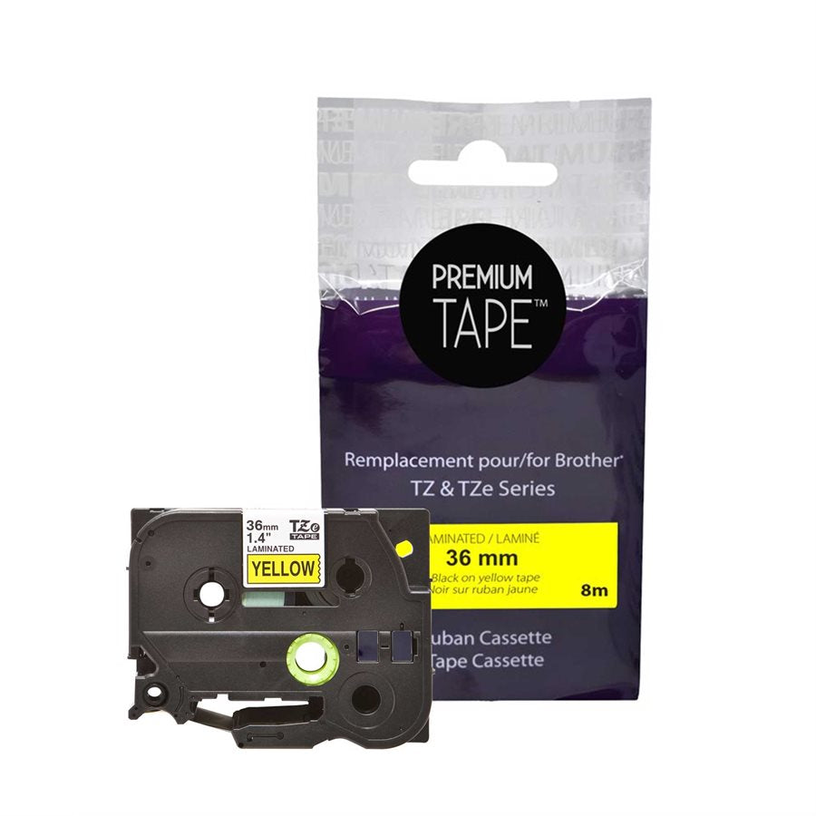 Brother TZ-661 Black/Yellow 36mm New Compatible Tape-Premium Tape
