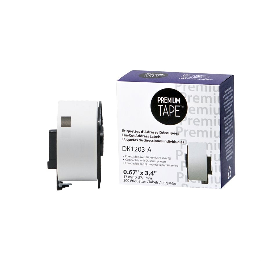 Brother DK1203 New Compatible Folder Labels 0.66'' x 3.4'' 1 x 300-Premium Tape