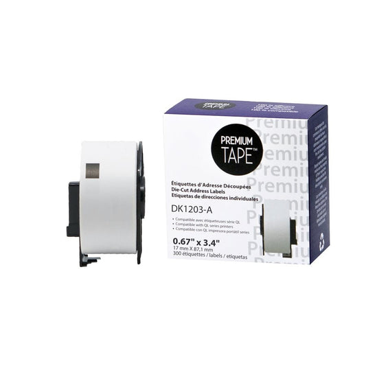 Brother DK1203 New Compatible Folder Labels 0.66'' x 3.4'' 1 x 300-Premium Tape