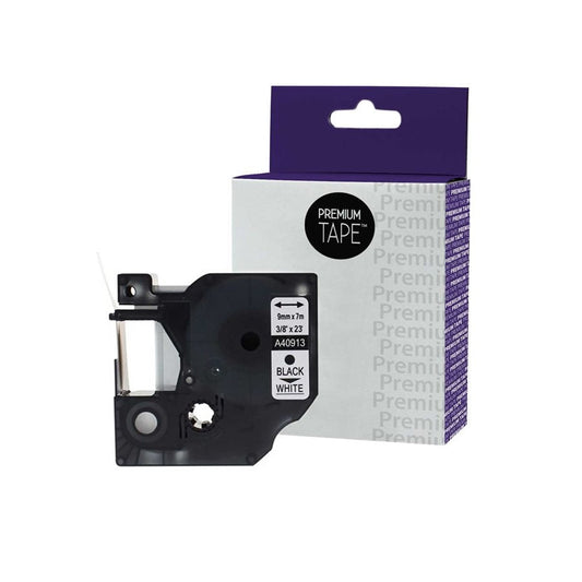 Dymo 40913/41913 Ribbon D1 New Compatible Black/White 9mm-Premium Tape