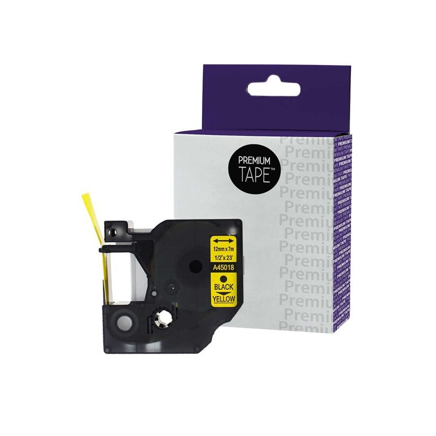 Dymo A45018 Compatible ribbon black/yellow 9mm-Premium Tape