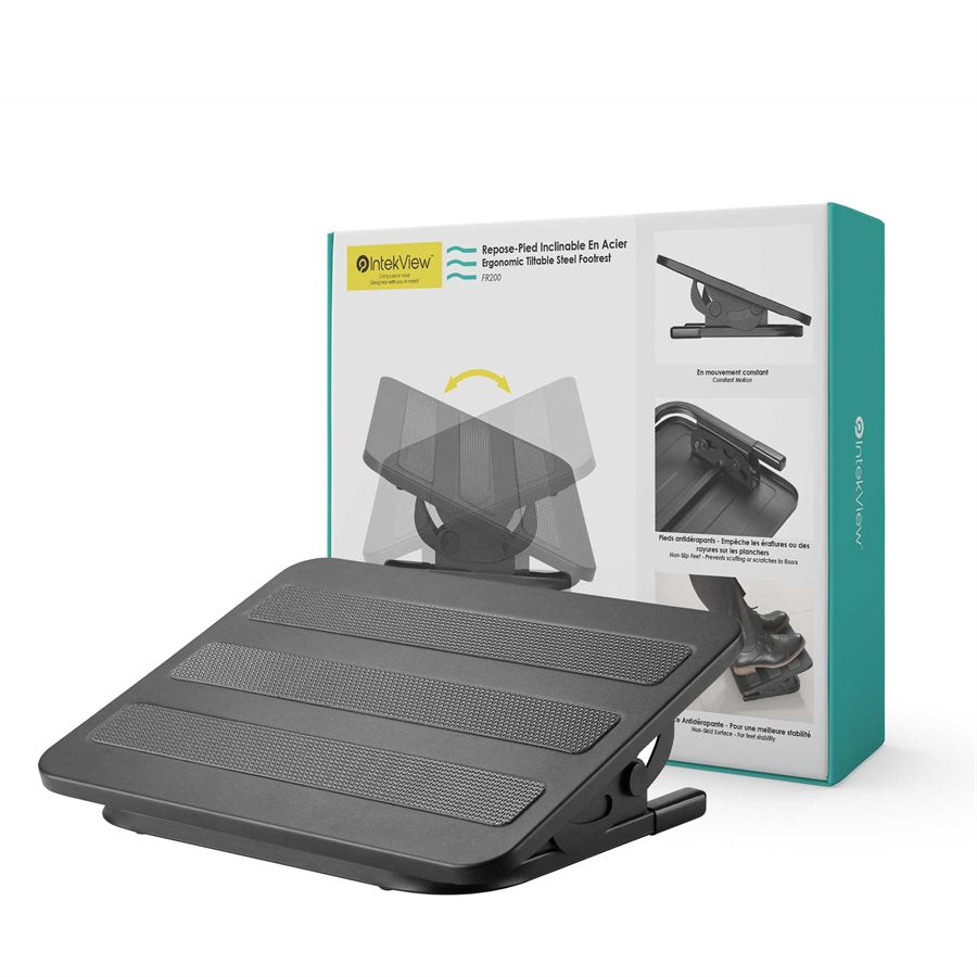 Ergonomic New Compatible Tiltable Steel Foot Rest with Non-Slip Rubber Pads-Intekview