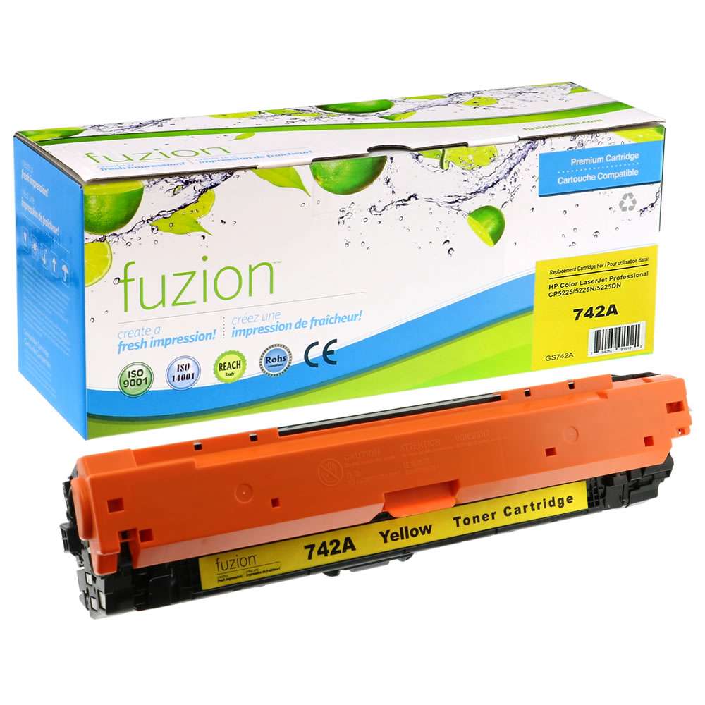 HP CE742A (307A) Remanufactured Toner Cartridge - Yellow - Fuzion