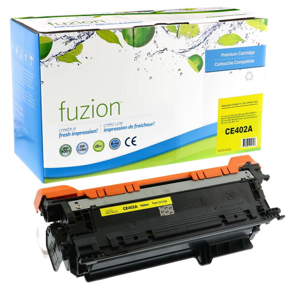 HP CE402A (507A) Remanufactured Toner Cartridge - Yellow - Fuzion