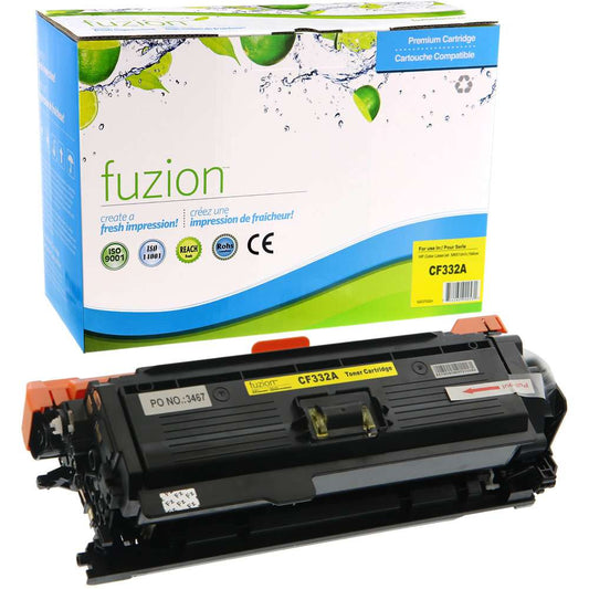 HP CF332A (654A) Remanufactured Toner Cartridge - Yellow - Fuzion