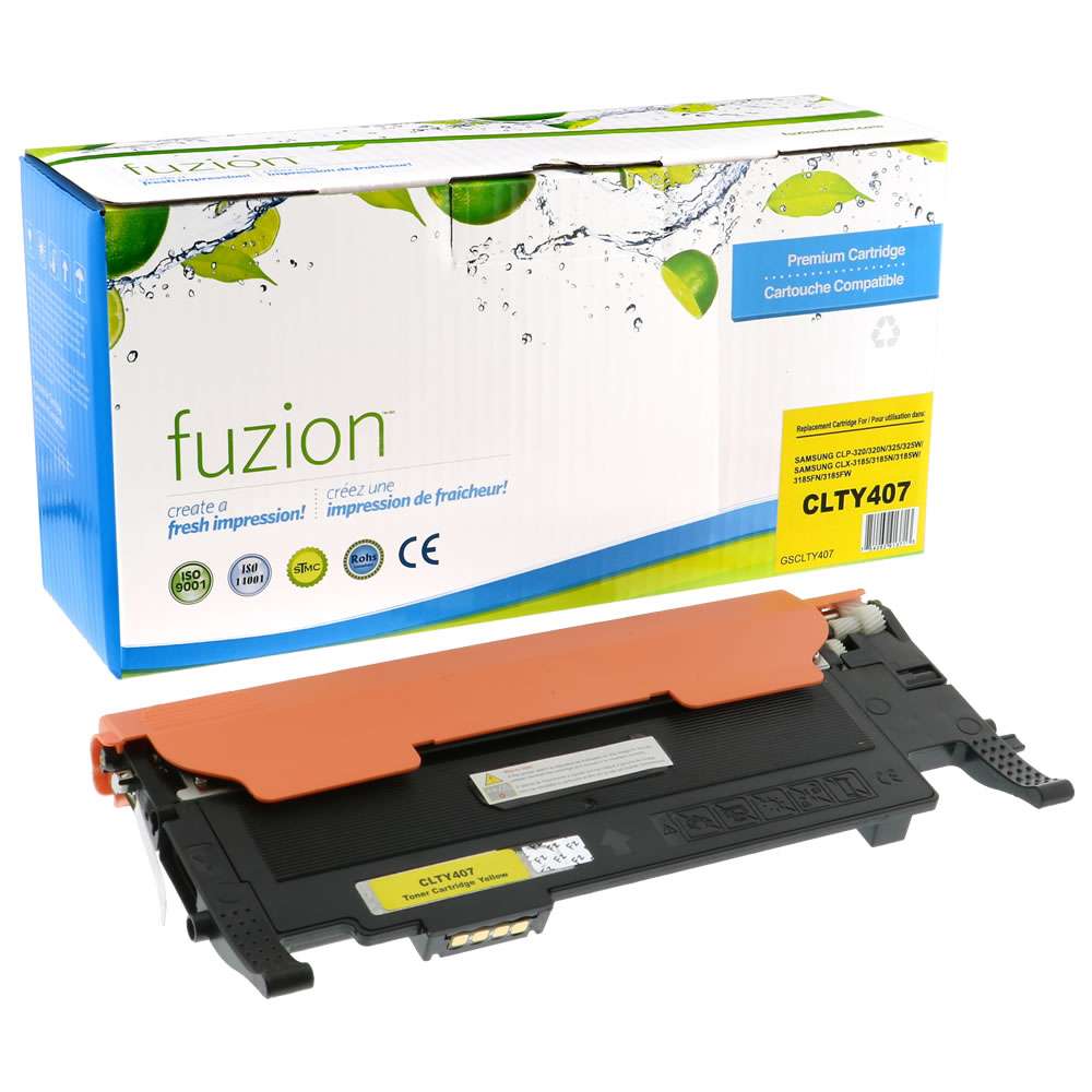 Samsung 407 CLT-Y407S Remanufactured Toner Cartridge - Yellow - Fuzion