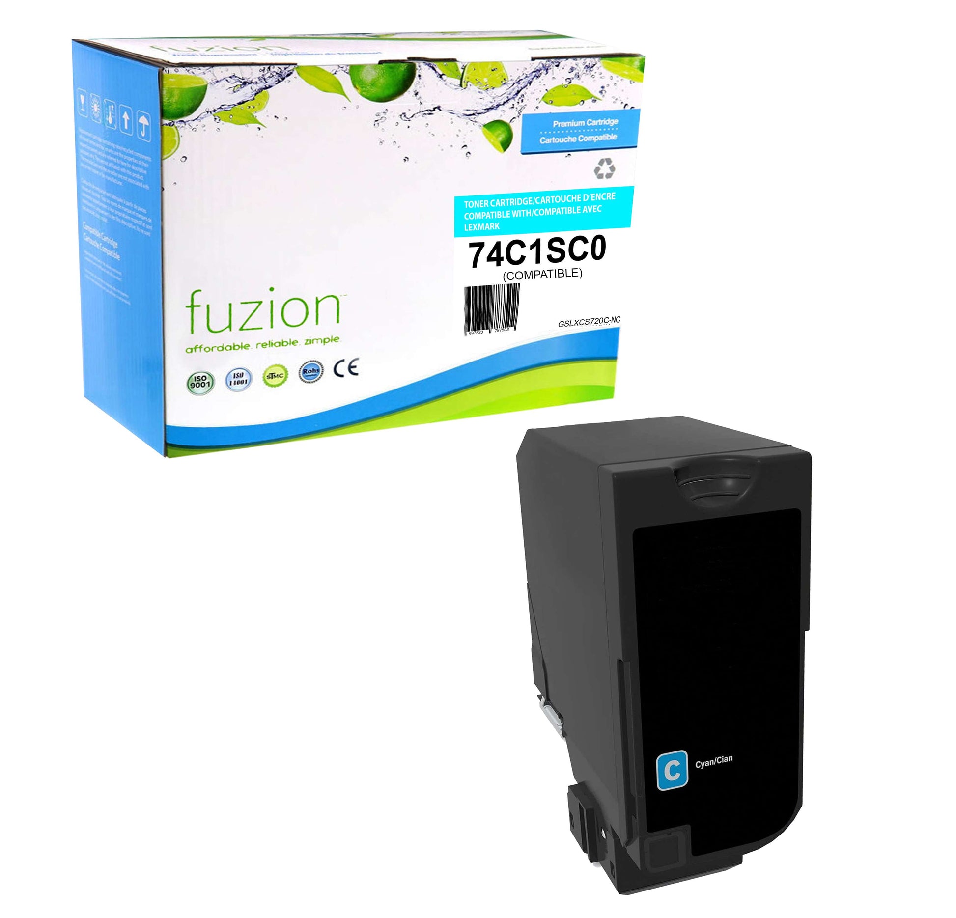 Lexmark 74C1SC0 Compatible Toner Cartridge - Cyan - Fuzion