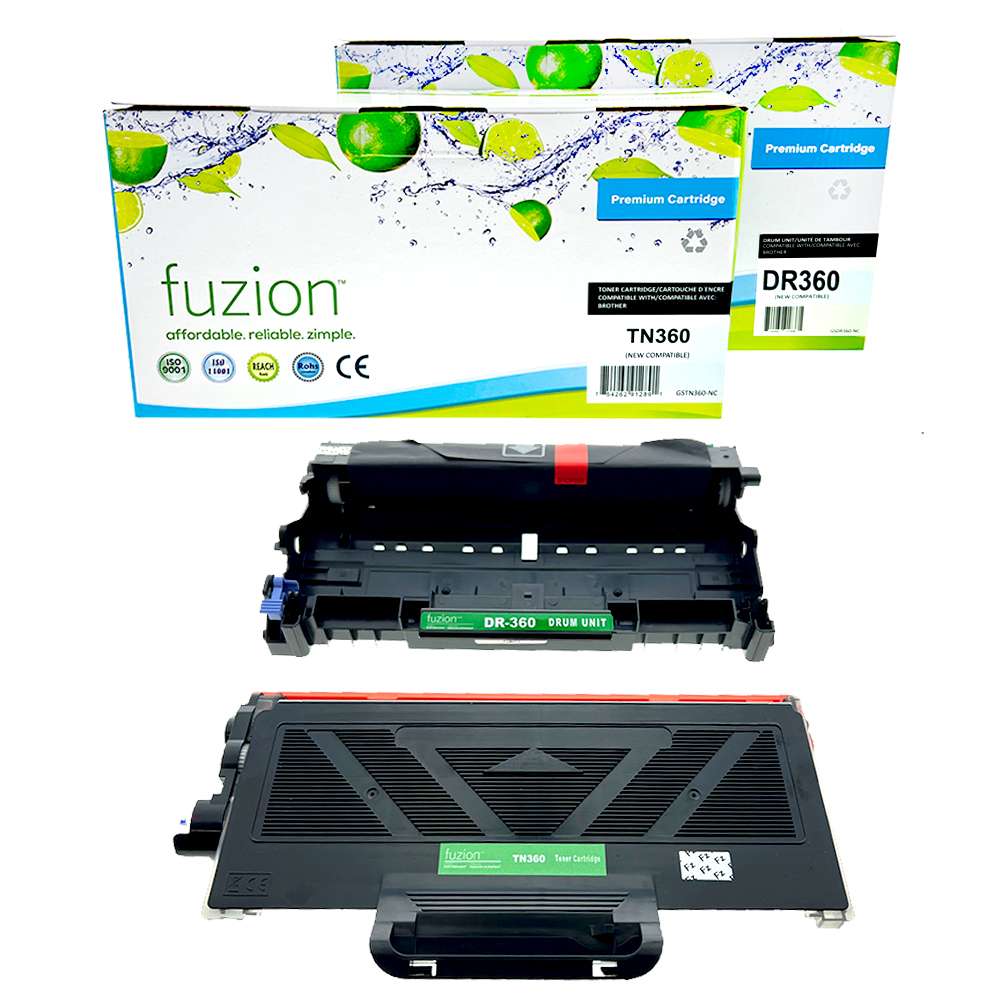 Brother TN360 / DR360 Compatible Toner Cartridge & Drum Combo - Fuzion